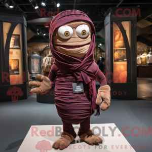 Maroon Mummy maskot kostume...