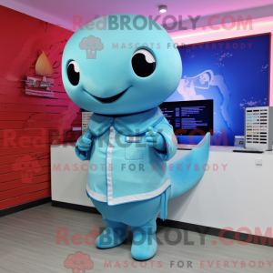 Sky Blue Blue Whale mascot...