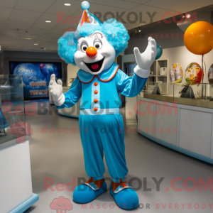 Cyan Clown mascot costume...