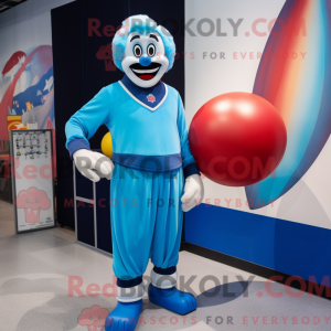 Cyan Clown mascot costume...