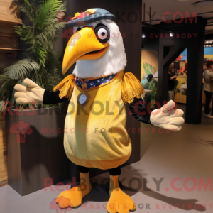 Guld Tucan maskot kostume...