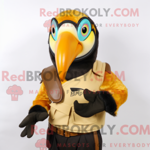 Guld Tucan maskot kostume...