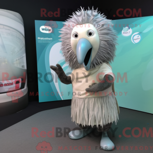 Sølv Kiwi maskot kostume...