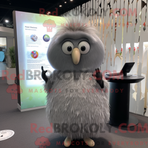 Silver Kiwi mascot costume...