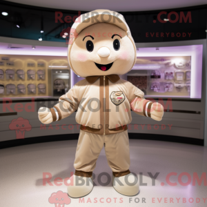 Beige Candy mascot costume...