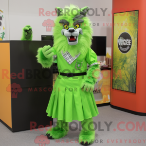 Lime Green Say Wolf mascot...