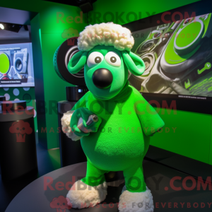 Green Sheep mascot costume...