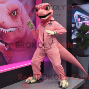 Pink Velociraptor maskot...