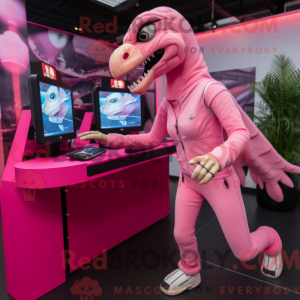 Pink Velociraptor mascot...