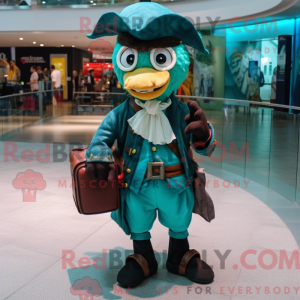 Teal Pirate mascot costume...