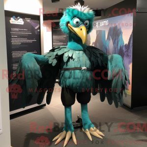Teal Vulture mascot costume...