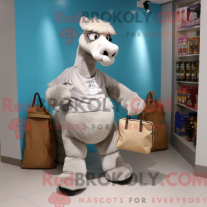 Silver Camel mascot costume...