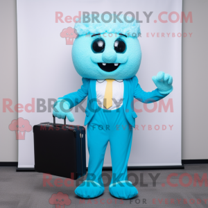 Cyan Pop Corn maskot...