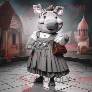 Grå so maskot kostume...