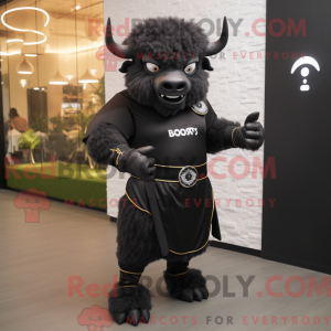 Black Bison mascot costume...