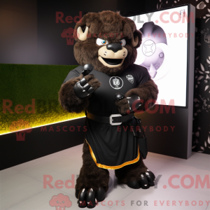 Sort Bison maskot kostume...