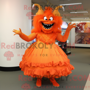 Orange Demon mascot costume...