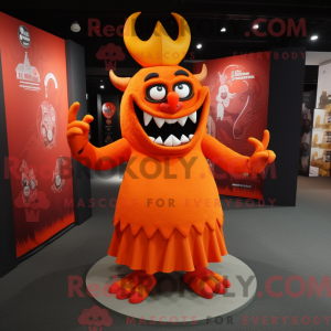 Orange Demon mascot costume...