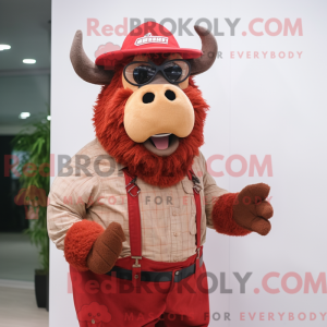 Red Bison maskot kostume...