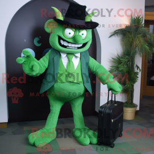 Green Demon maskot kostume...