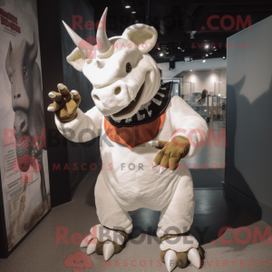 White Triceratops mascot...