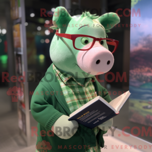 Green Sow mascot costume...