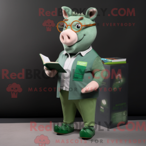 Green Sow mascot costume...