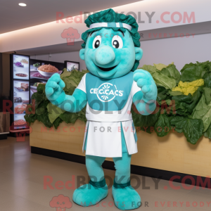 Teal Caesar Salad mascot...