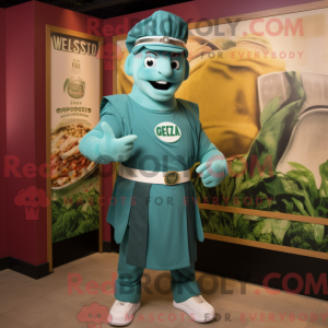 Postava maskota Teal Caesar...