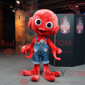 Red Octopus mascot costume...