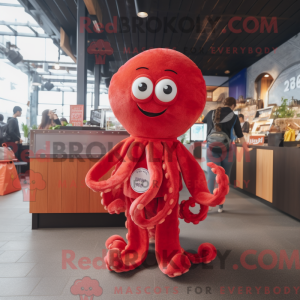 Red Octopus mascot costume...