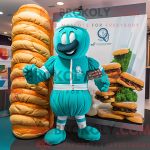 Turquoise Croissant mascot...