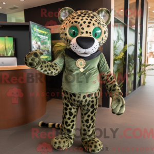 Olive Jaguar mascot costume...