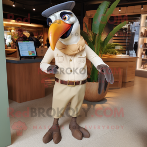 Tan Toucan mascot costume character dressed with a Chinos and Cufflinks