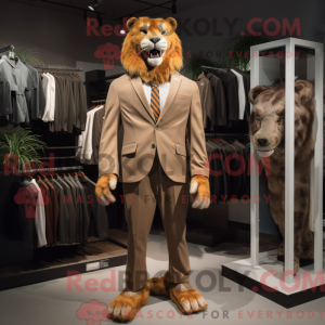 Brun Smilodon maskot...