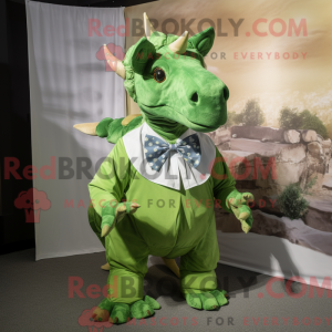 Grøn Triceratops maskot...