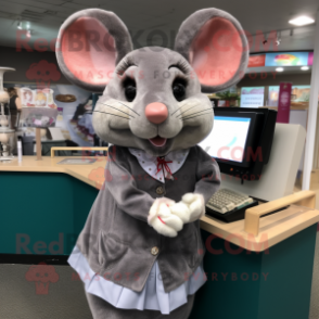 nan Mouse mascot costume character dressed with a A-Line Dress and Tie pins