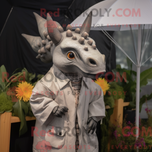 Gray Triceratops mascot...