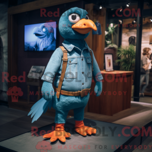 Teal Pigeon mascot costume...