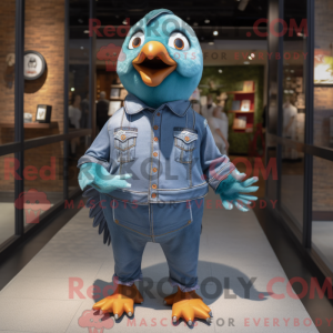 Teal Pigeon mascot costume...