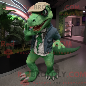 Green Velociraptor mascot...