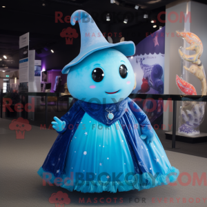 Cyan Narwhal maskot kostume...