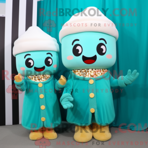 Teal Pop Corn Maskottchen...