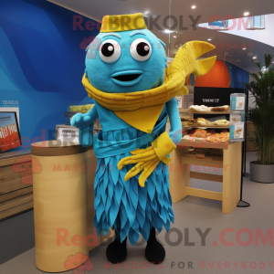 Cyan Fish And Chips mascot...