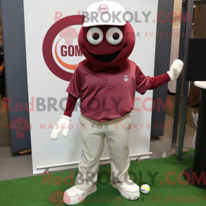 Maroon Golf Ball maskot...