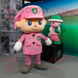 Pink Irish Flag mascot costume character dressed with a Romper and Berets