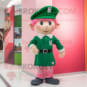 Pink Irish Flag mascot costume character dressed with a Romper and Berets