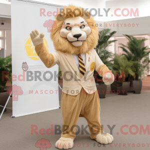 Beige løve maskot kostume...