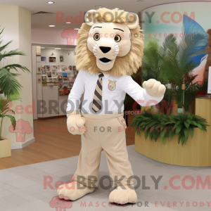 Beige Lion mascot costume...