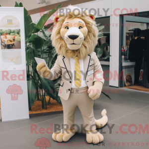 Beige Lion mascot costume...